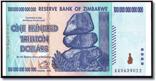 The infamous 100-Trillion banknote.