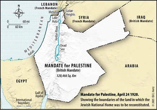 British Mandate for Palestine, 1920 (Google Images)
