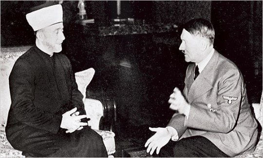 Haj Amin al-Husseini, the Grand Mufti of Jerusalem with Adolph Hitler (courtesy of Google Images)