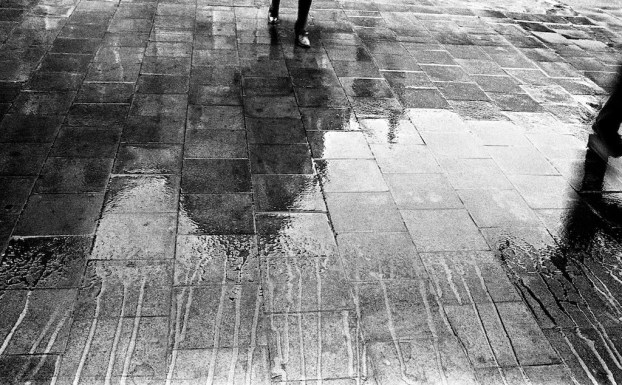 Train station in the rain. Brussels, circa 1980. © Michel Botman Photography.